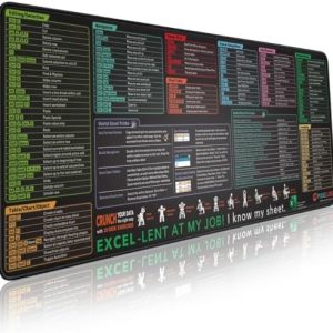 Excel Shortcut Keys Mouse Pad - Extended Large XL Cheat Sheet Gaming Mousepad | PC Office Spreadsheet Keyboard Mat | Non-Slip Stitched Edge