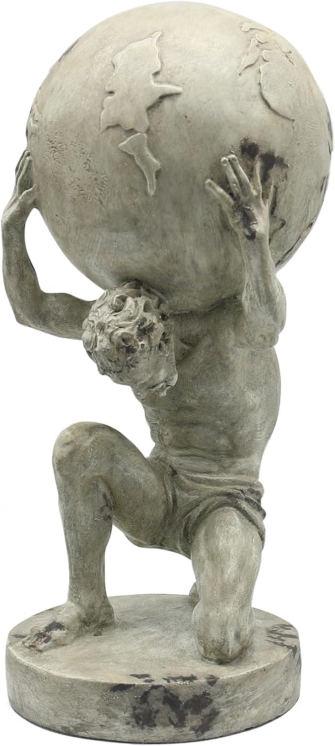 Lukitas Atlas Holding Up World Statue and Sculpture, Lifting The Earth Figurine Decor, Creative Ornament for Home Office Living Room, Resin 11.5”