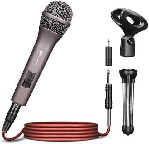 Professional Dynamic Microphone for Singing Karaoke Microphone with 16ft XLR to 1/4” Audio Cable, Vocal Handheld Mic for Podcast Mixer Amplifier PA System